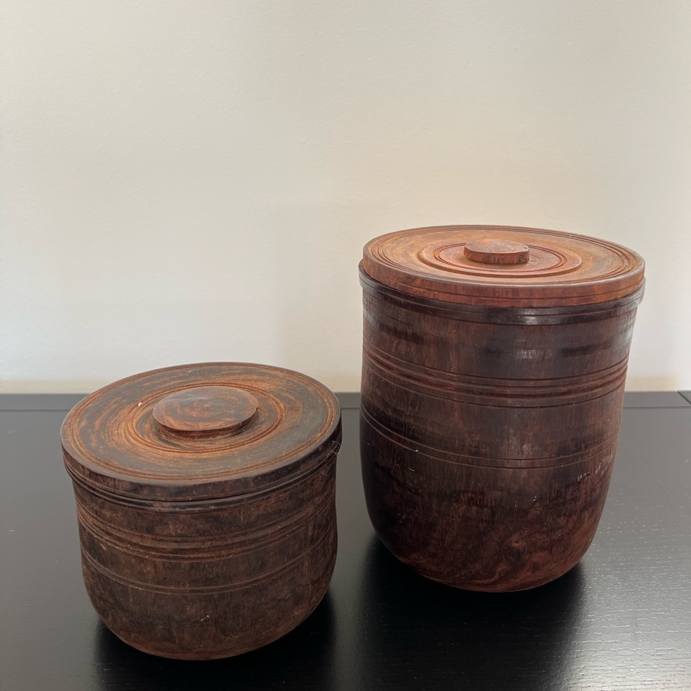 Set of Two Indian antique rosewood Storage Containers